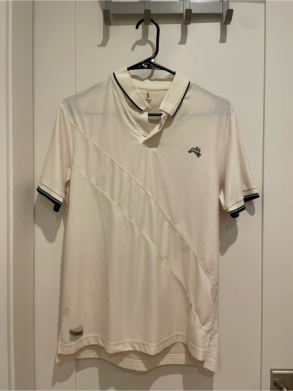 Men's Tracksmith Cream Short-Sleeve Polo with Black Contrast Trim